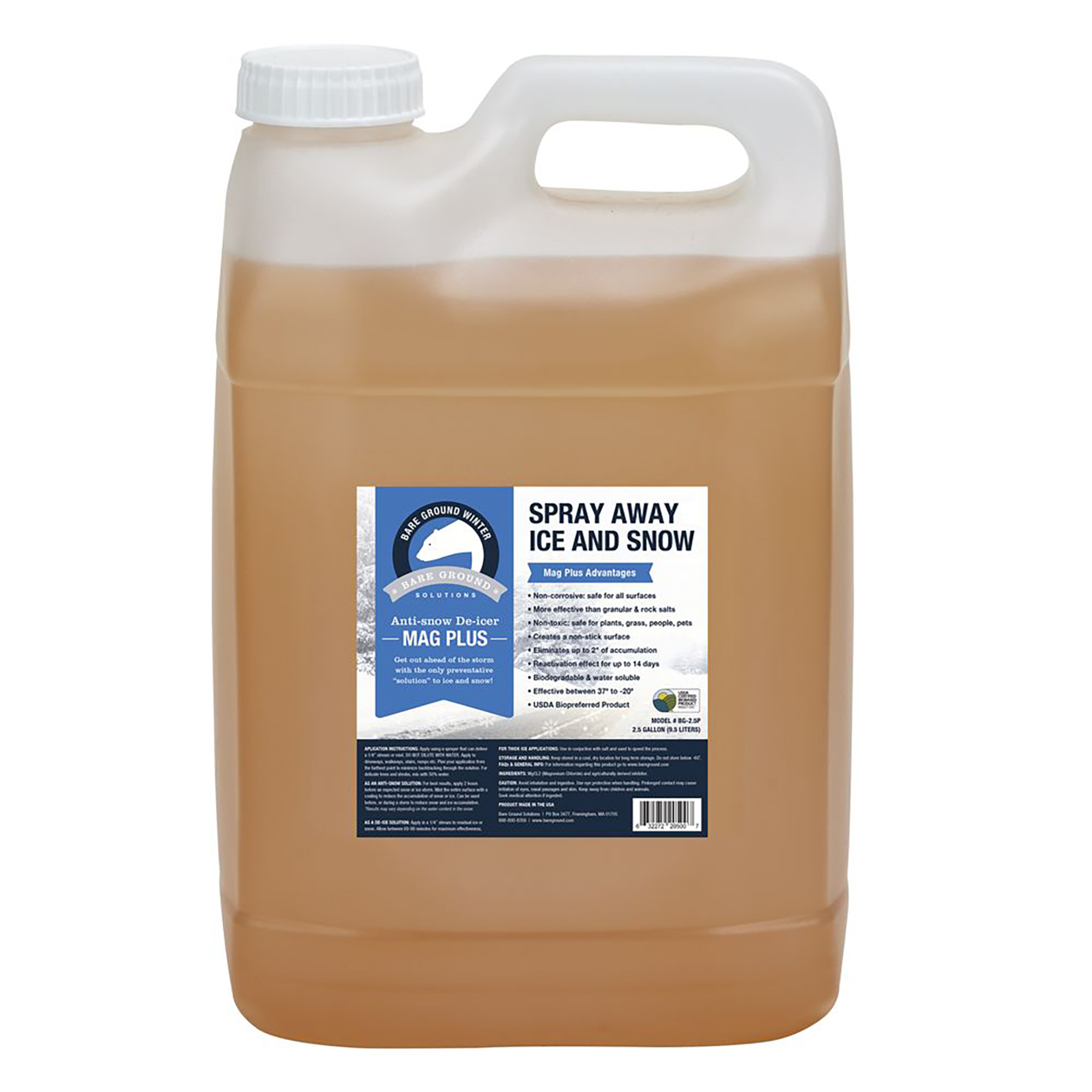 Bare Ground Mag Plus Liquid De-Icer with Corrosion   Inhibitor - 2.5-Gallon Bottle